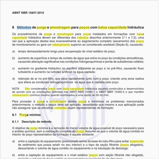 Quais são os métodos de purga e amostragem para poços com baixa capacidade hidráulica?
