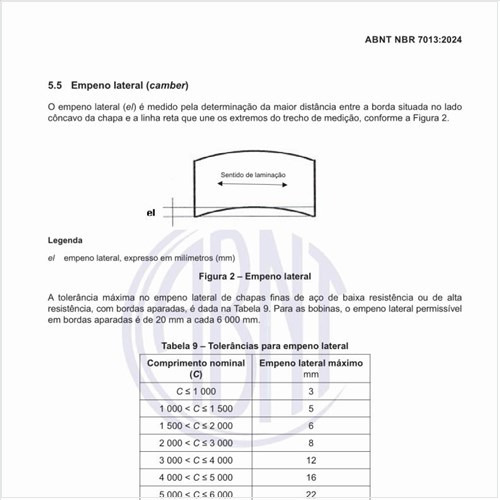 Quais devem ser as tolerâncias para empeno lateral?