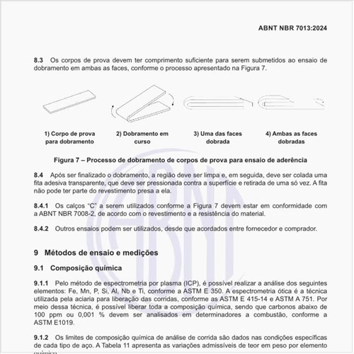 Qual deve ser a variação permissível para análise química do produto?