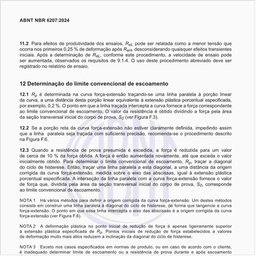 Como proceder na determinação do limite convencional de escoamento?