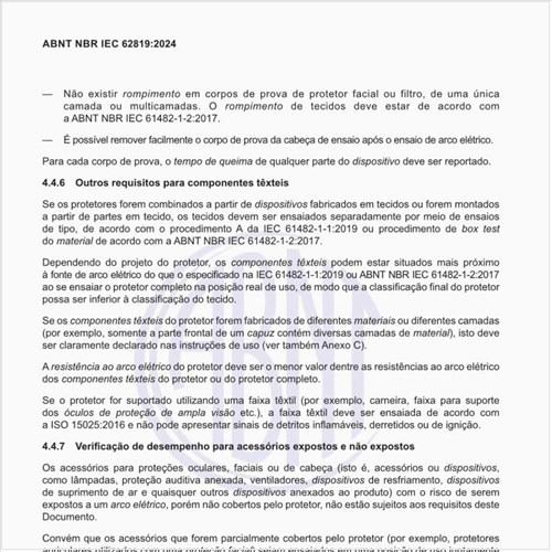 Quais são os outros requisitos para componentes têxteis?