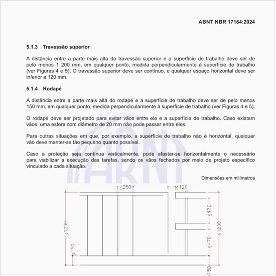 Quais são as dimensões de alturas e vãos dos componentes de uma proteção de periferia?
