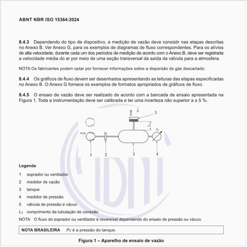 Como deve ser o aparelho de ensaio de vazão?