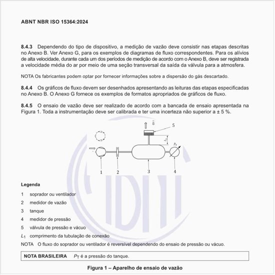 Como deve ser o aparelho de ensaio de vazão?