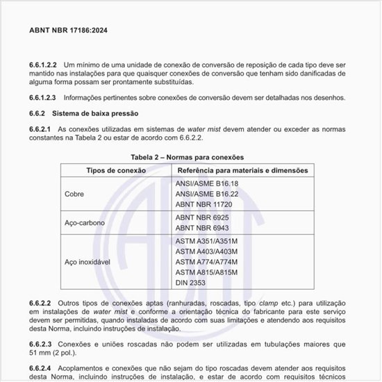 Quais são as normas para as conexões?