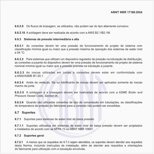 Quais são os tipos de suportes para os sistemas water mist?