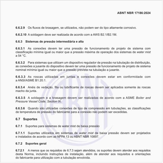 Quais são os tipos de suportes para os sistemas water mist?