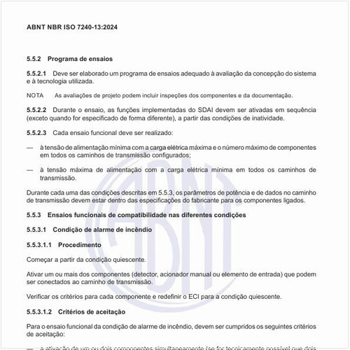 Quais são os ensaios funcionais de compatibilidade nas diferentes condições?