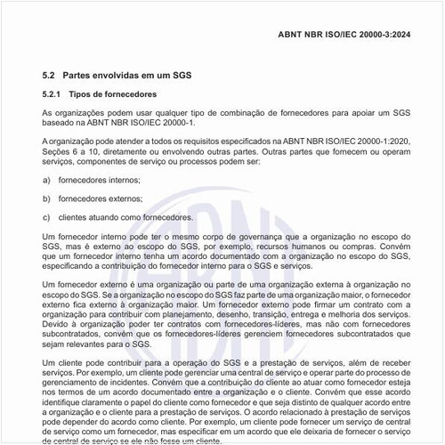 Quais os tipos de fornecedores de um sistema de gestão de serviços (SGS)?