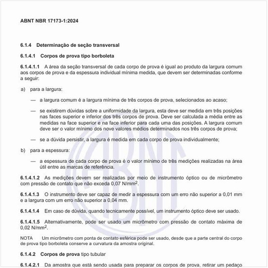 Como deve ser feita a determinação da seção transversal?