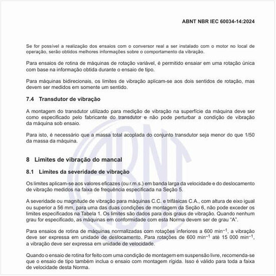 Quais são os limites da severidade de vibração?