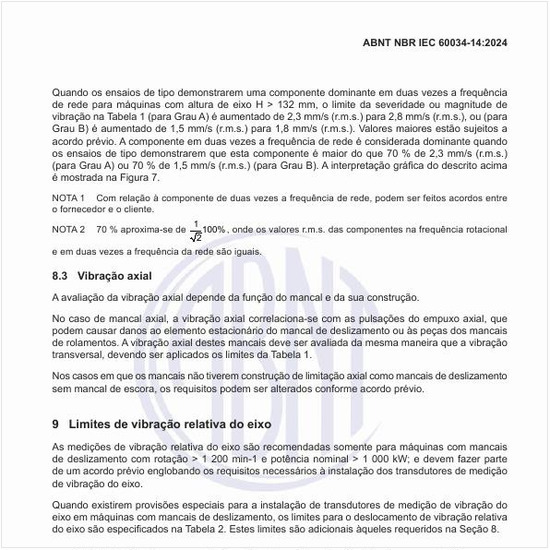 Como deve ser avaliada a vibração axial?
