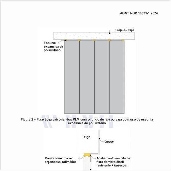 Como deve ser feito o tratamento de juntas, em local visível, na interface do PLM entre a viga e a laje?