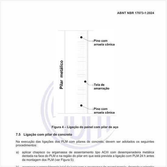 Como deve ser a ligação do painel com pilar de aço?