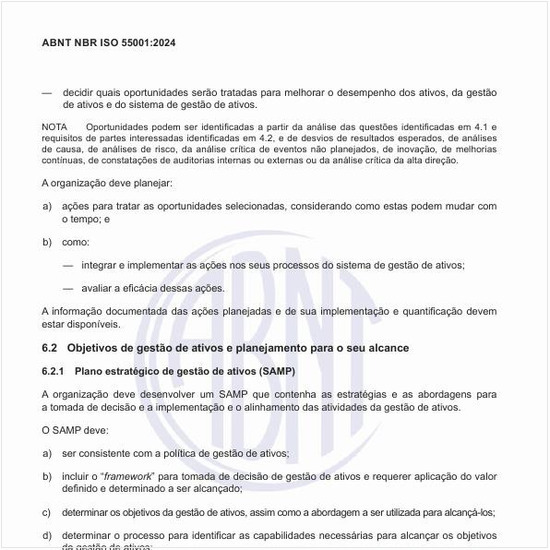 Quais são os objetivos de gestão de ativos e planejamento para o seu alcance?