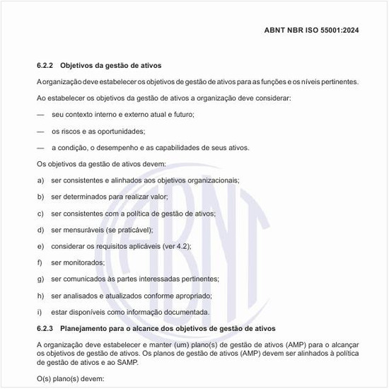 Como estabelecer o planejamento para o alcance dos objetivos de gestão de ativos?