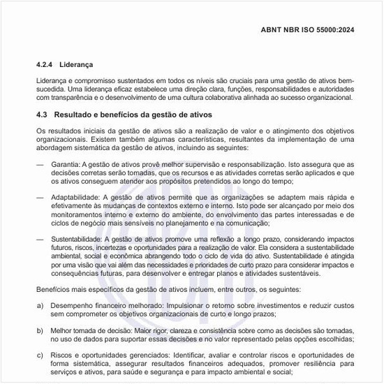 Qual seriam o resultado e os benefícios da gestão de ativos?