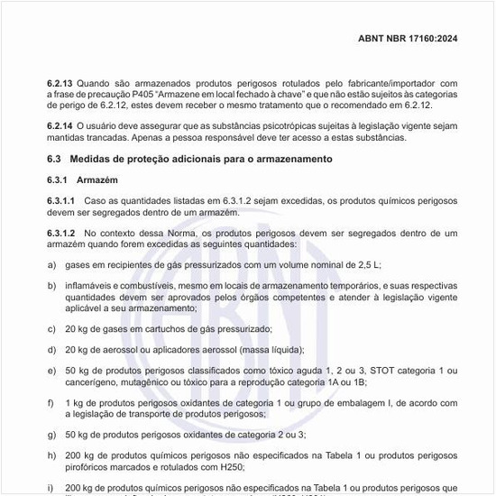 Quais são as medidas de proteção adicionais para o armazenamento?