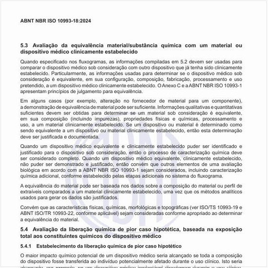 Como fazer a avaliação da equivalência material/substância química com um material ou dispositivo médico clinicamente estabelecido?