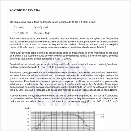 Quais são os valores nominais em decibéis de sensibilidade relativa e limites de desvios permitidos?