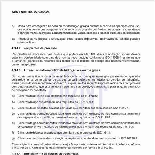 Como deve ser feito o armazenamento embutido de hidrogênio e outros gases?