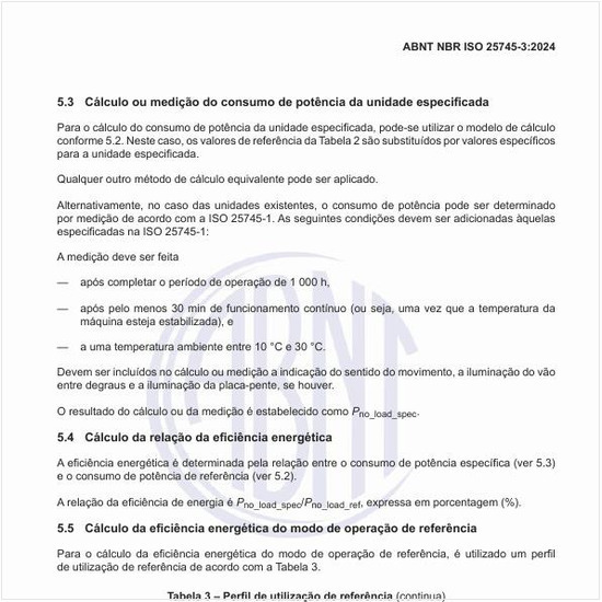 Como realizar o cálculo da eficiência energética do modo de operação de referência?