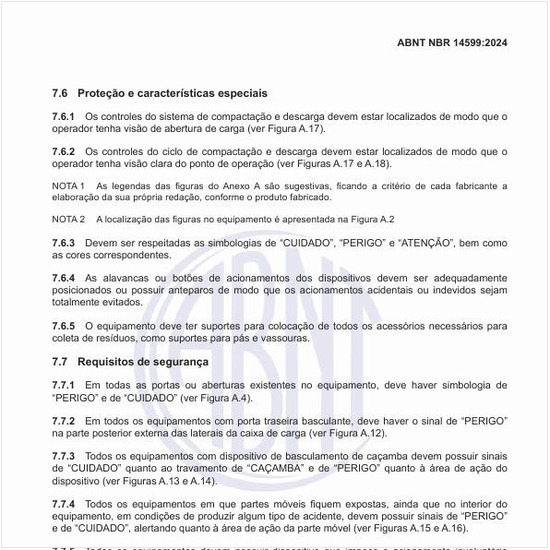Como devem ser a proteção e as características especiais dos coletores?