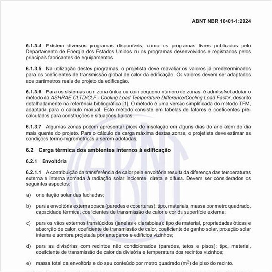 Como se apresenta a carga térmica dos ambientes internos à edificação