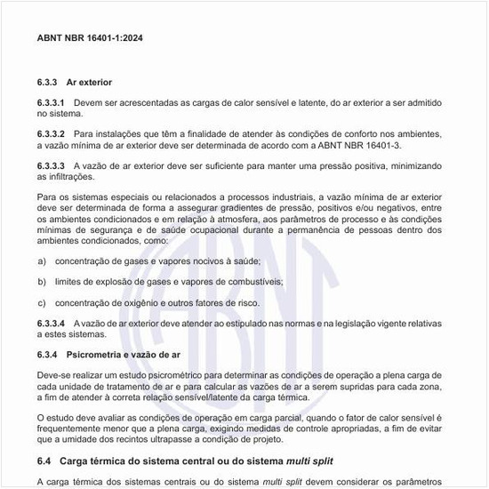 Quais são os parâmetros da carga térmica do sistema central ou do sistema multi split?