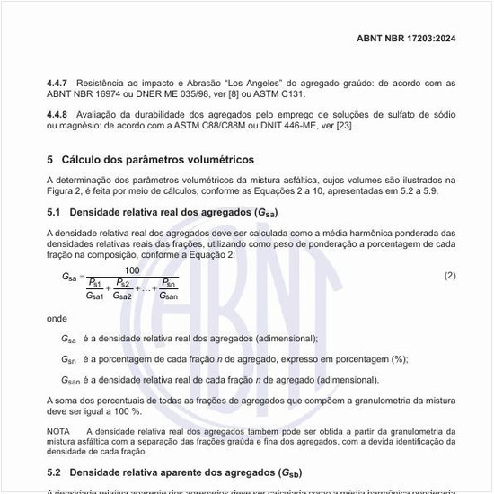 Como se calcula a densidade relativa real dos agregados (Gsa)?