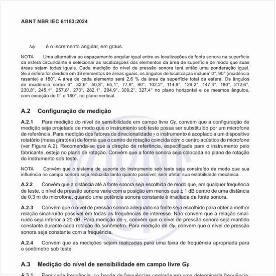 Como proceder a configuração de medição do nível de sensibilidade em campo livre GF?