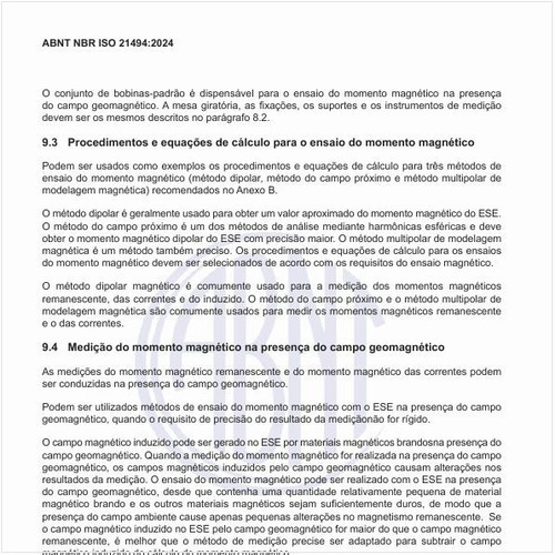 Quais são os procedimentos e as equações de cálculo para o ensaio do momento magnético?
