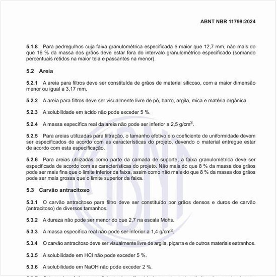 Como deve ser constituída a areia para filtros?