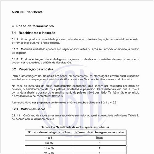 Qual deve ser a quantidade de embalagens amostradas?