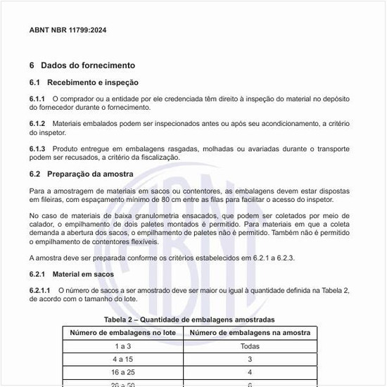 Qual deve ser a quantidade de embalagens amostradas?