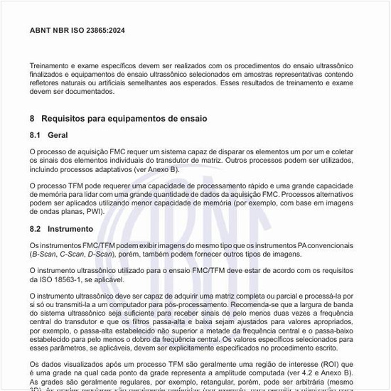 Quais são os requisitos para os equipamentos de ensaio?