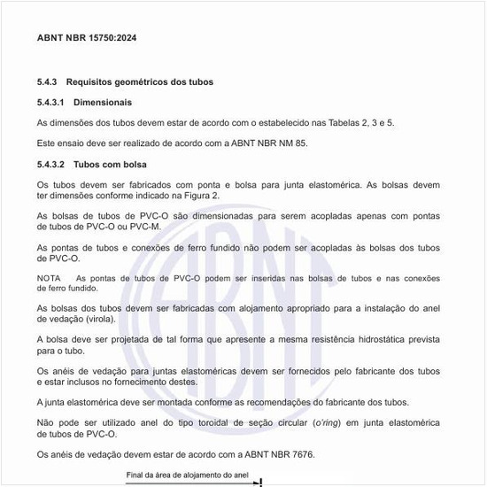 Quais são os requisitos geométricos dos tubos?