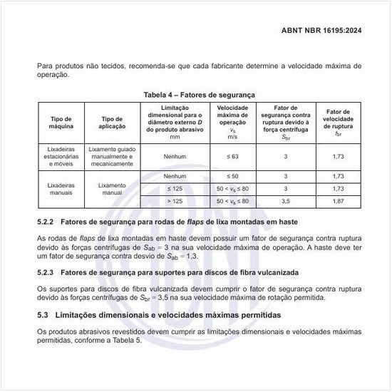 Quais são os fatores de segurança para esses produtos?