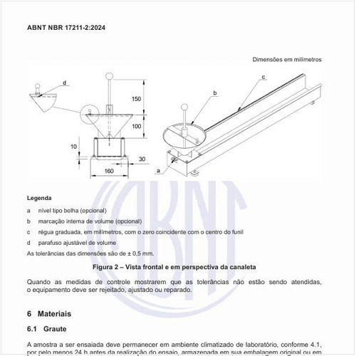 Como é a vista frontal e em perspectiva da canaleta?