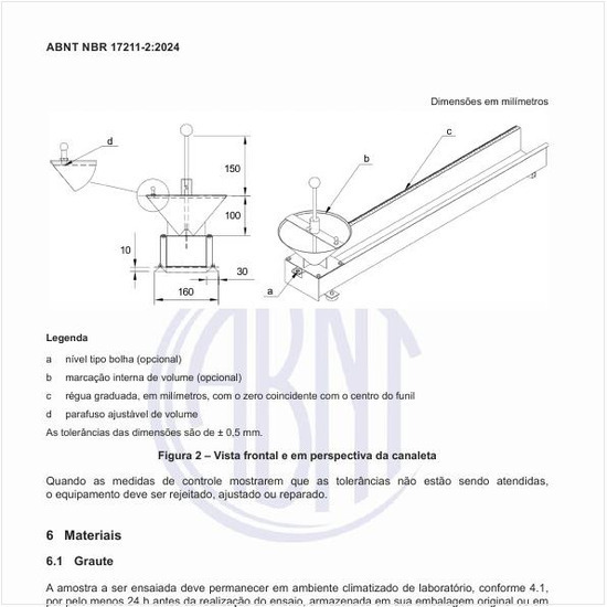 Como é a vista frontal e em perspectiva da canaleta?