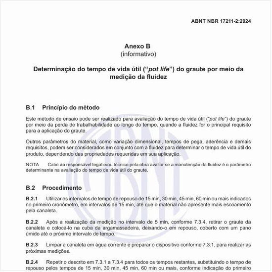 Como realizar a determinação do tempo de vida útil (pot life) do graute por meio da medição da fluidez?