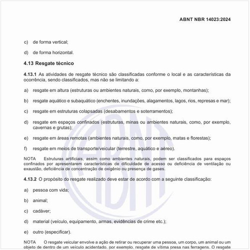 Como são classificadas as atividades de resgate técnico?