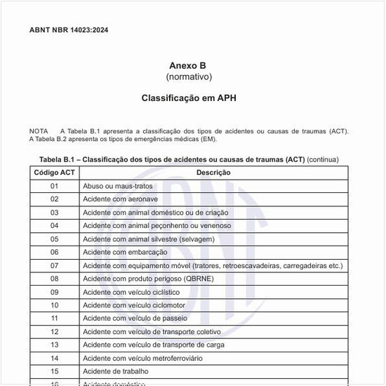 Qual é a classificação dos tipos de acidentes ou causas de traumas?