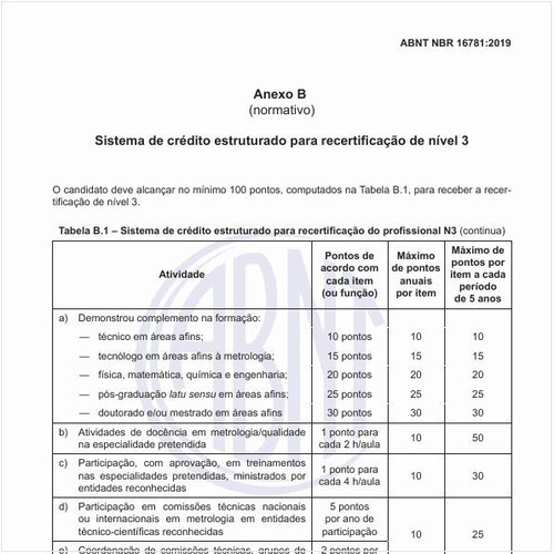 O que é um sistema de crédito estruturado para recertificação de nível 3?