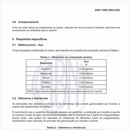 Quais são as dimensões dos diâmetros nominais e das tolerâncias?