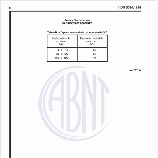 Quais devem ser as espessuras nominais da cobertura de PVC?