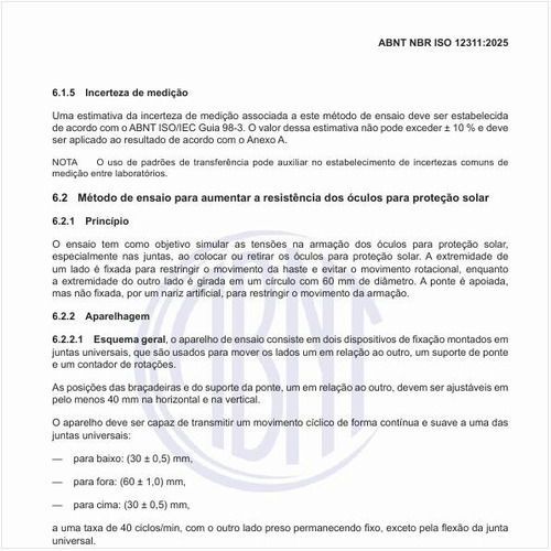 Qual é o método de ensaio para aumentar a resistência dos óculos para proteção solar?