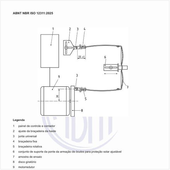 Como deve ser um diagrama de um aparelho de ensaio típico?