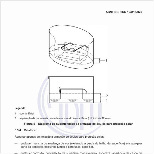 Como deve ser um diagrama do suporte típico da armação de óculos para proteção solar?