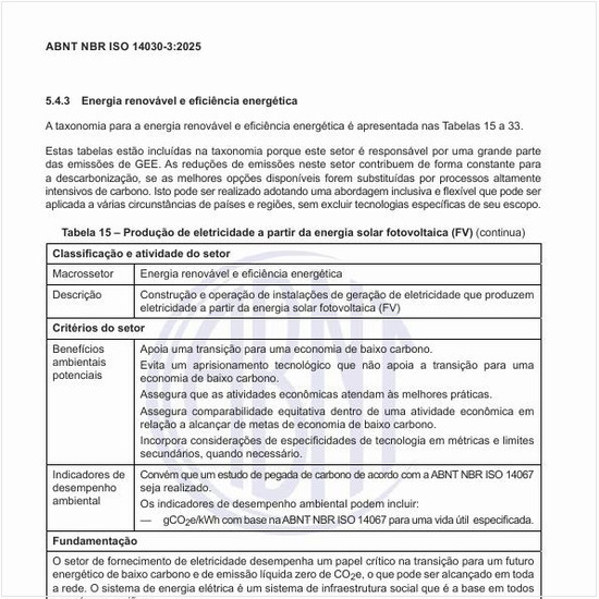 Qual é a taxonomia para a produção de eletricidade a partir da energia solar fotovoltaica (FV)?